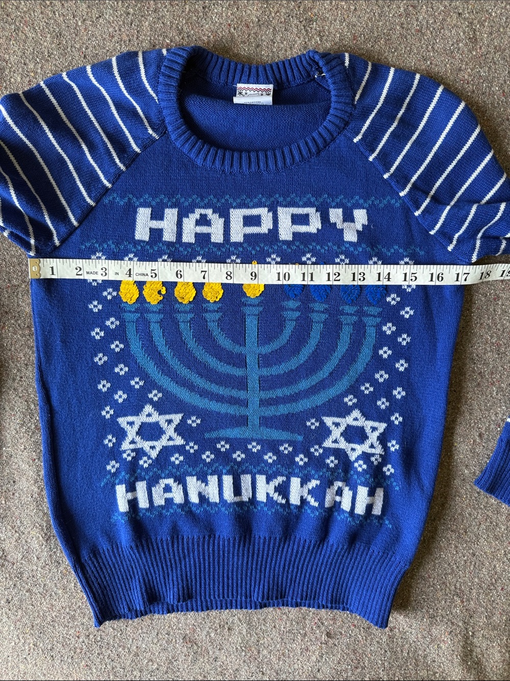 Blue 'Happy Hanukkah' Women’s Sweater (Size Small) - Picture 6 of 8